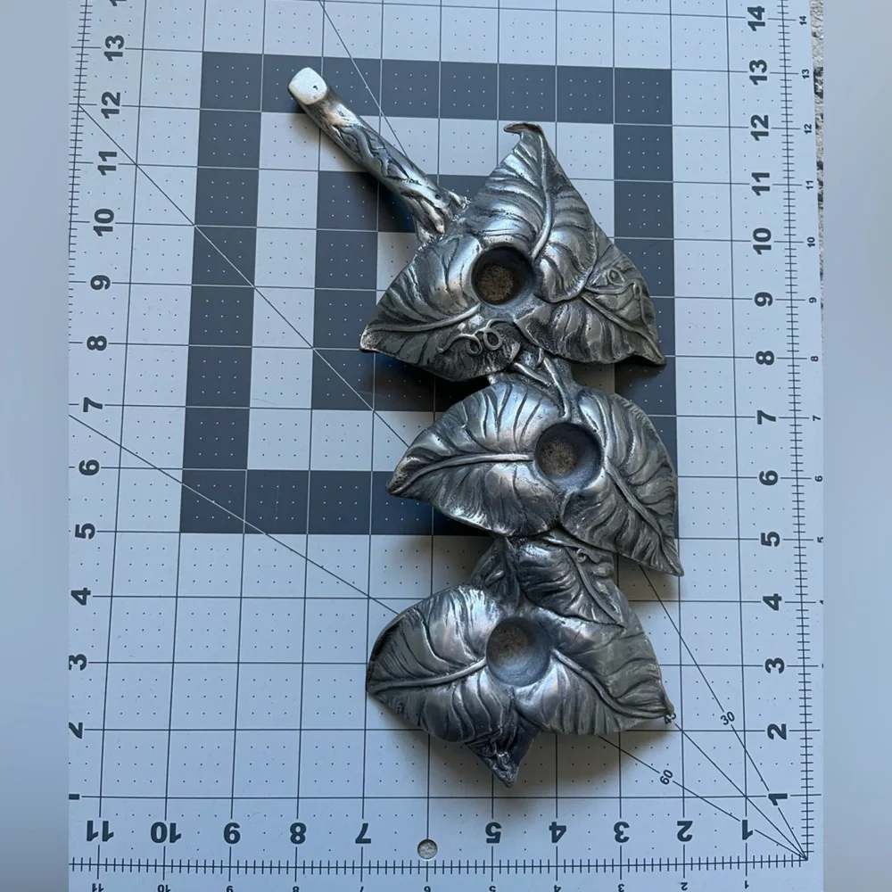 Pewter Leaf Candle Holder Great Home Decor